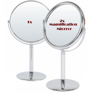 Shiny Round Make-up Mirror with 2X magnifying glass(L) 샤이니 양면 2배확대거울 겸용 탁상거울(대)