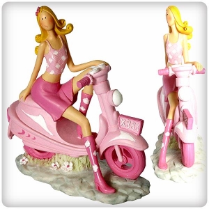 Chic Lady figurine on motocycle 오토바이 미니어처 모형 멋쟁이 아가씨