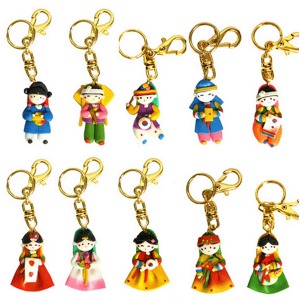 Korean Traditional Figure Key Chains 한국 민속 칼라믹스 열쇠고리