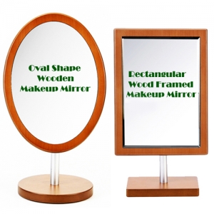 Wooden Makeup Vanity Table Mirror(M) 헤닝스 우드 타원 사각 탁상거울(중)